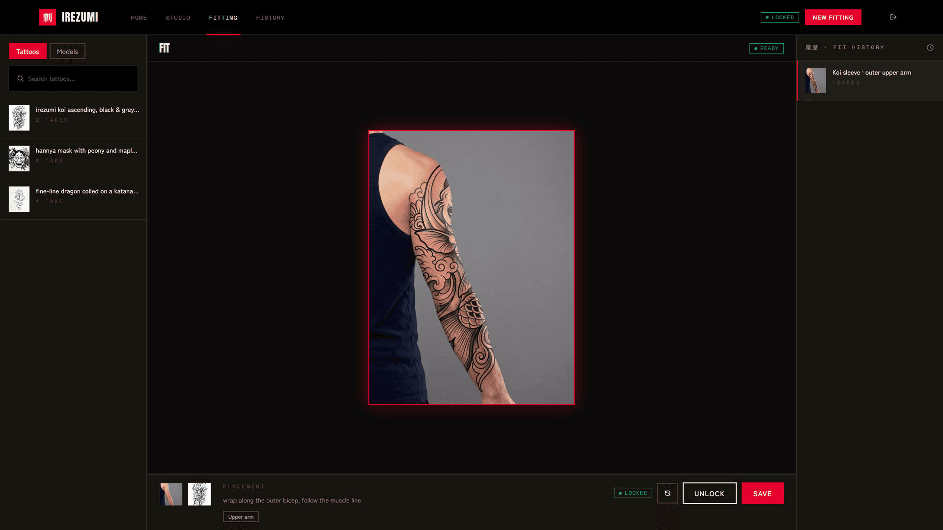 IREZUMI Fitting: тату, примеренное на руке клиента